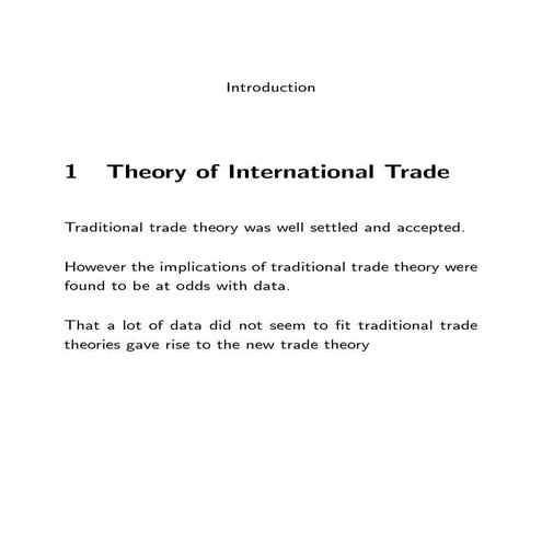 Theory of International Trade | PDF