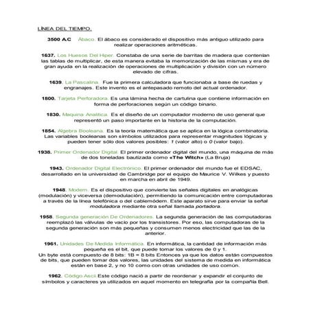Línea del tiempo de la informática.