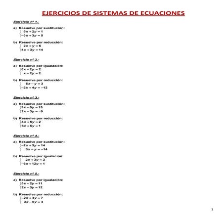 Ejercicios de sistemas de ecuaciones con soluciones