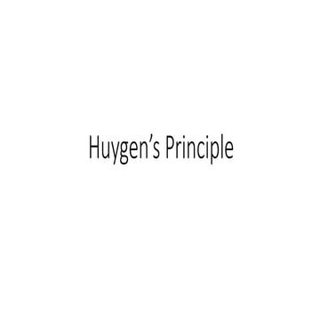 Huygen's Principle