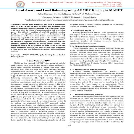 Load aware and load balancing using aomdv routing in manet