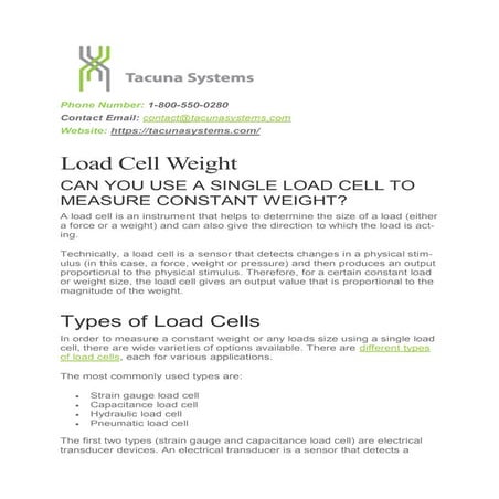 All About Load Cell Weight