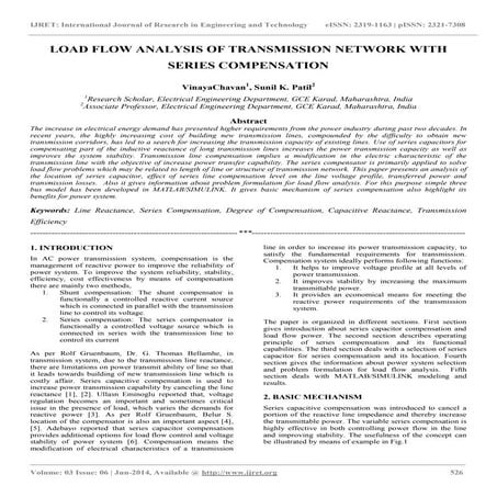 Load flow analysis of transmission network with series compensation