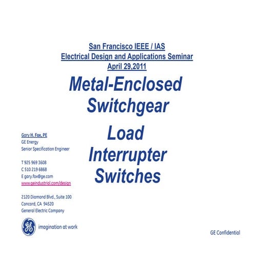 Metal-Enclosed Switchgear Load Interrupter Switches