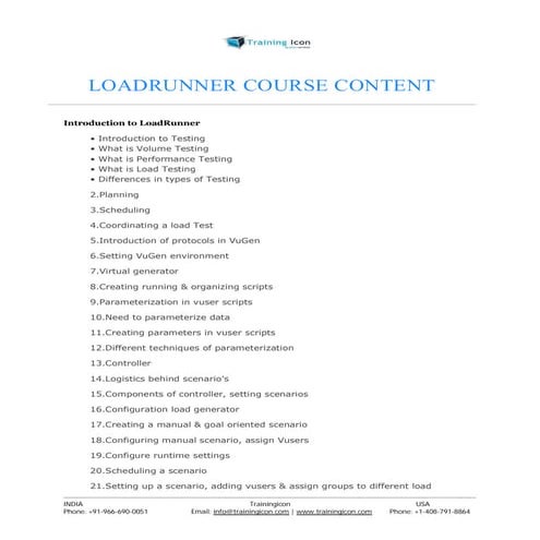 LOADRUNNER ONLINE TRAINING