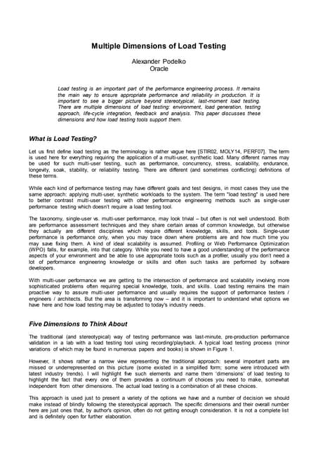 Multiple Dimensions of Load Testing, CMG 2015 paper