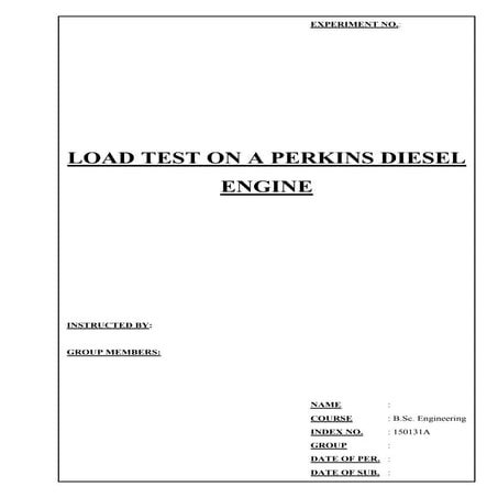 Load test on a perkins diesel engine