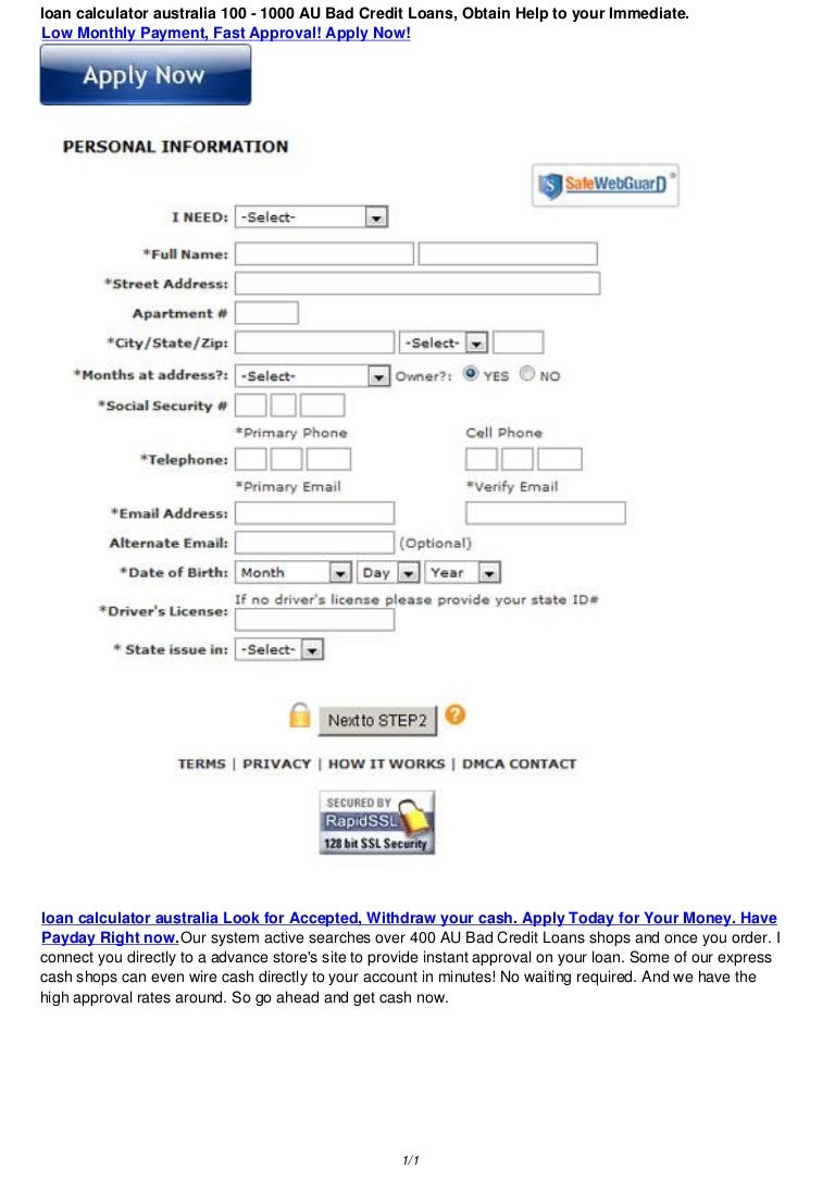 loan calculator australia 100 1000 AU Payday Loans Online, Get Help…
