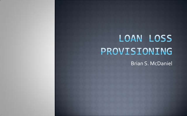 Loan Loss Provisioning