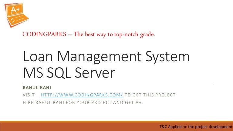 Loan Management System in MS SQL Server - Database Project Idea for F…
