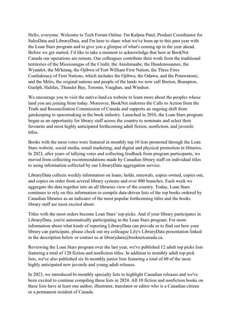 Transcript: New from BookNet Canada for 2025: Loan Stars