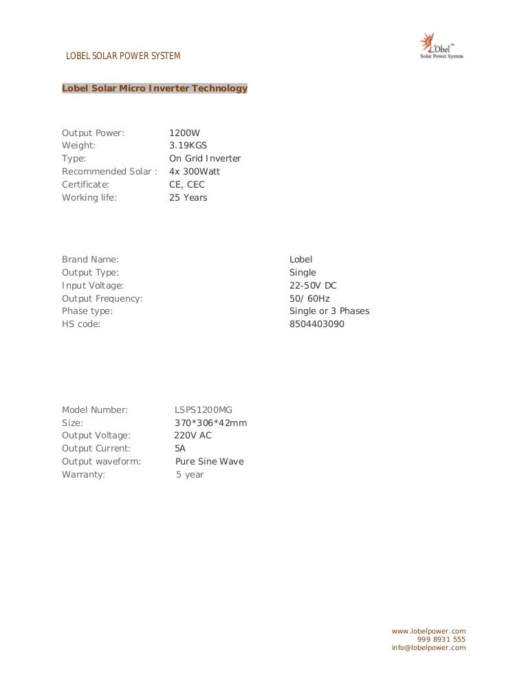 Lobel Solar 4 Mppt Micro Inverter