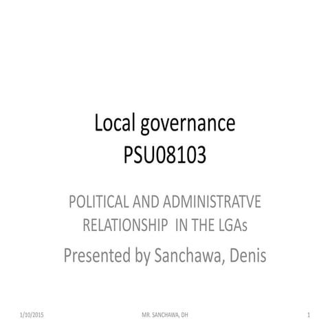 Local governance  lecture 6