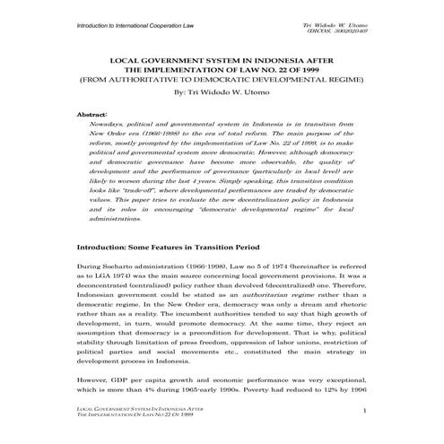 Local Government System in Indonesia