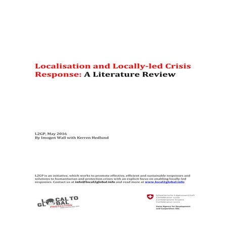 Localisation and locally led crisis response -literature review - l2 gp ...