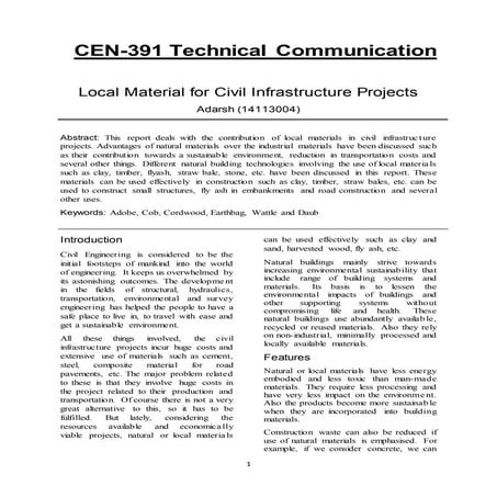 Local material for civil infrastructure projects