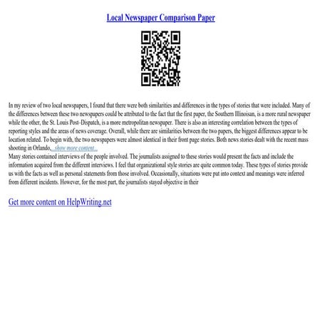 Local Newspaper Comparison Paper