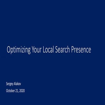 Optimizing Your Local Search Presence 