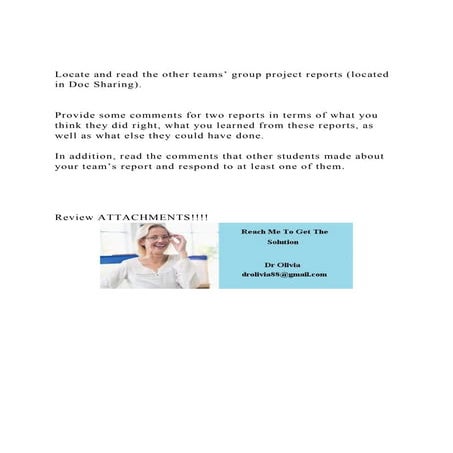 Locate and read the other teams’ group project reports (located .docx
