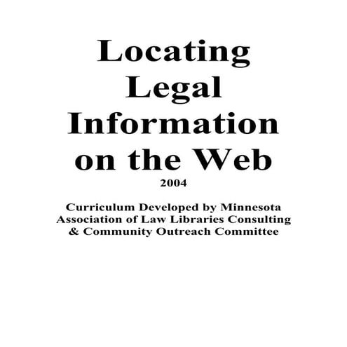 Locating Legal  Information On The Web