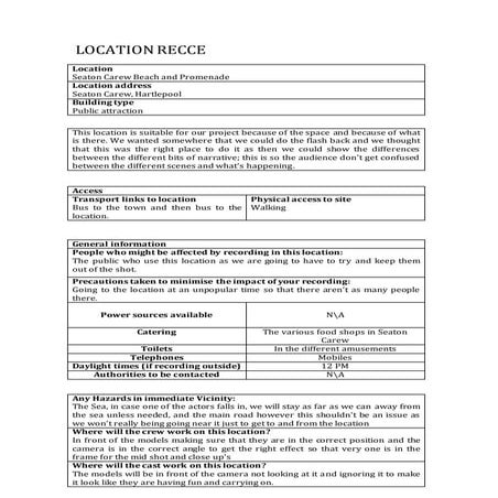 Location Recce | DOCX