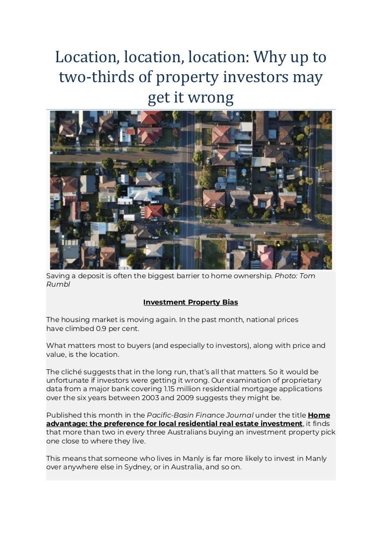 how much deposit for investment property australia