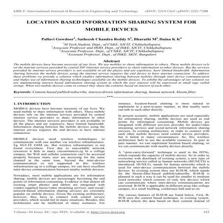 Location based information sharing system for mobile devices