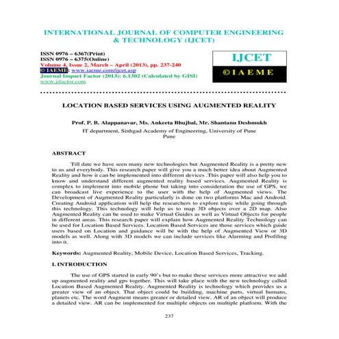 Location based services using augmented reality