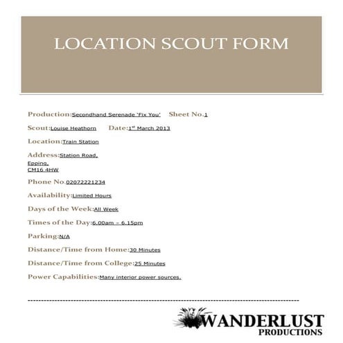 Location Scouting Form | DOCX