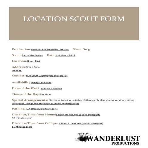 Call sheet 7 | DOC