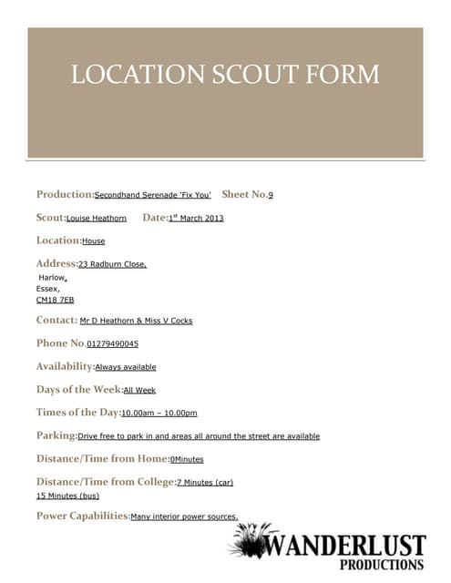 Location form deer park | PDF