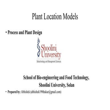 Plant Location models in Food Industry