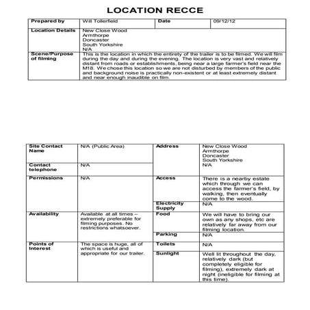 Location recce | DOC