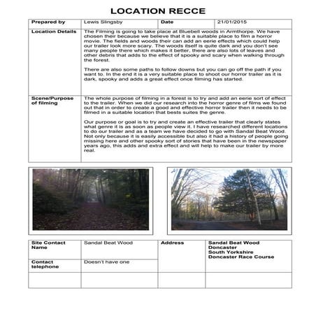 Location recces | DOC