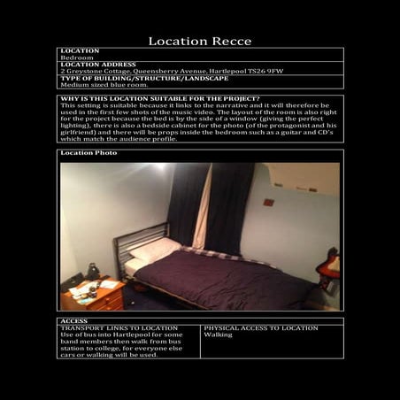 Location Recce - Bedroom