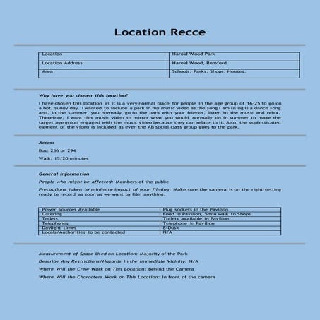 Location Recce | DOCX