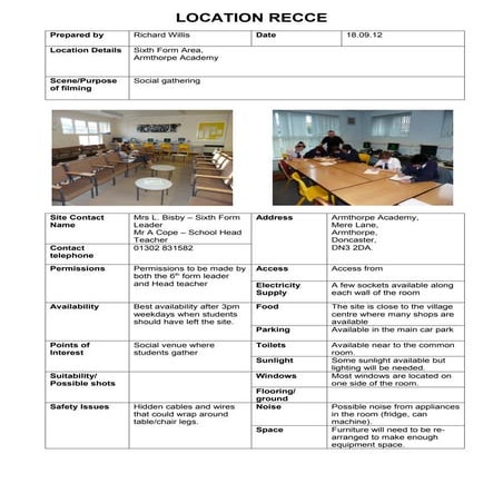 Location recce 6th form area | DOC