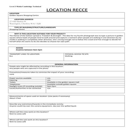 Location recce for magazine cover | DOC