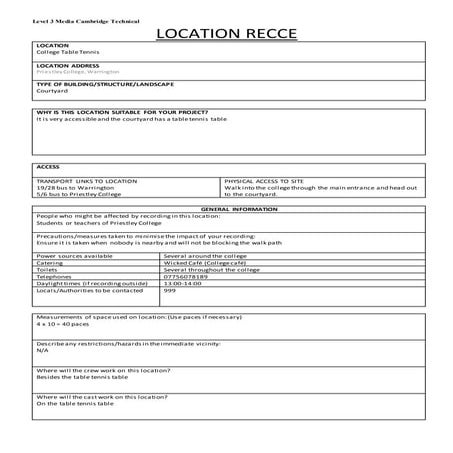 Location recce (home) | DOC