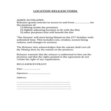 Location release form
