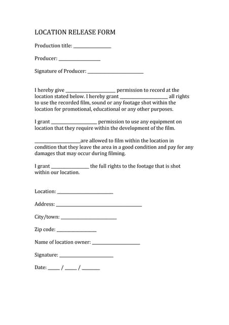 Location release form