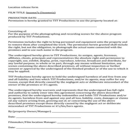 Location Release Form