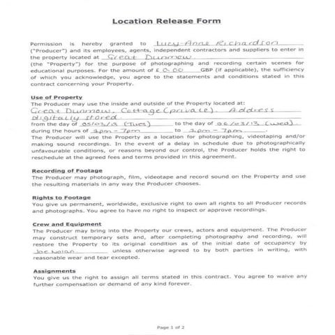 Location Release Form
