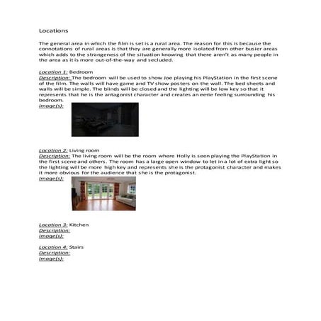 Locations for short film (draft)