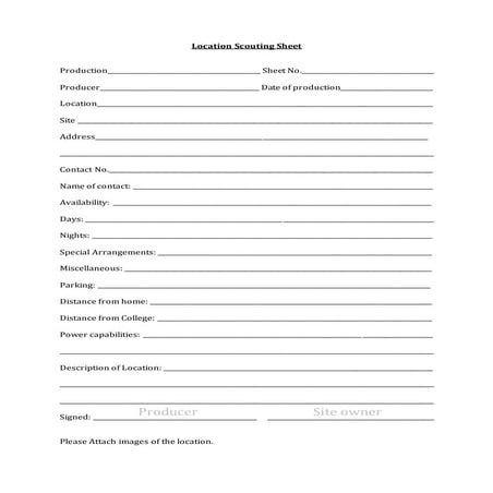 Location scouting sheet