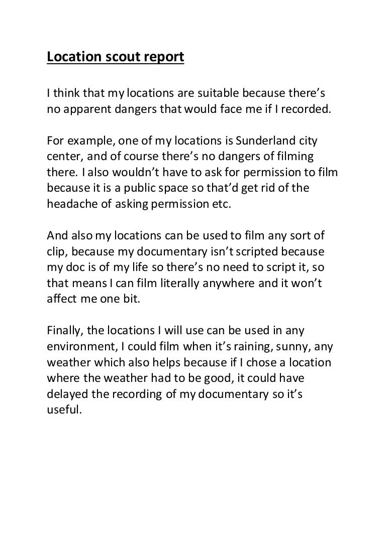Location Scout Report