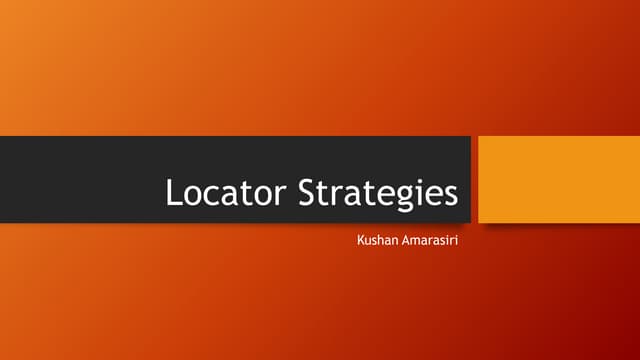 Locator strategies
