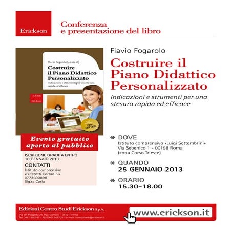 Roma. Conferenza e presentazione del libro: Costruire il Piano Didattico Pers...