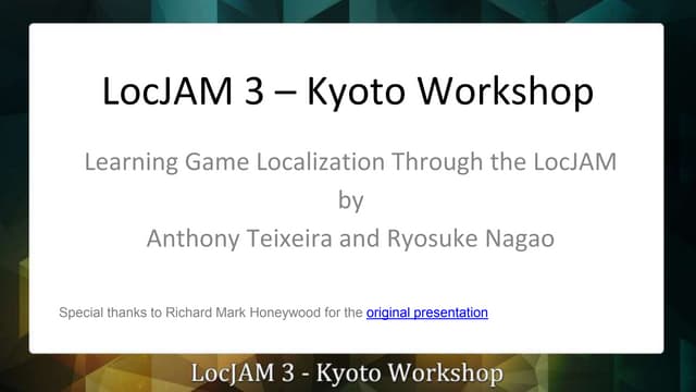 LocJAM3 Kyoto Workshop March 2016