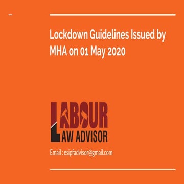 Lockdown guidelines issued by mha on 01 may 2020 